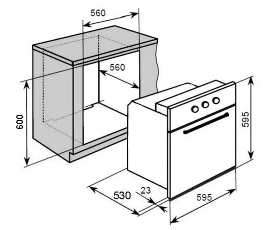 Carysil Built-In Black Oven 60cm - Black Glass Finish