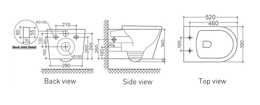 CHLOE Toilet Suite + R&T in wall Cistern Package