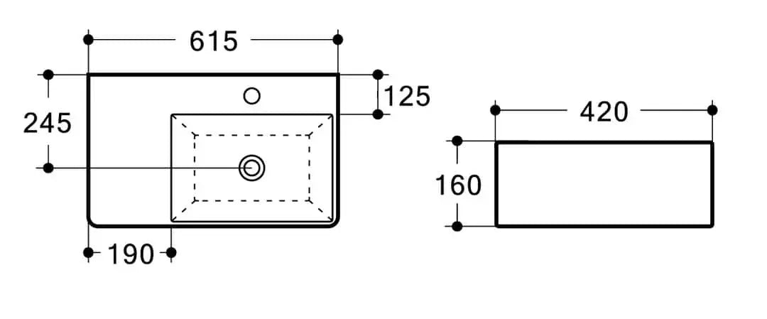 URBANO Wall Hung Basin - Left or Right Hand Bowl Available