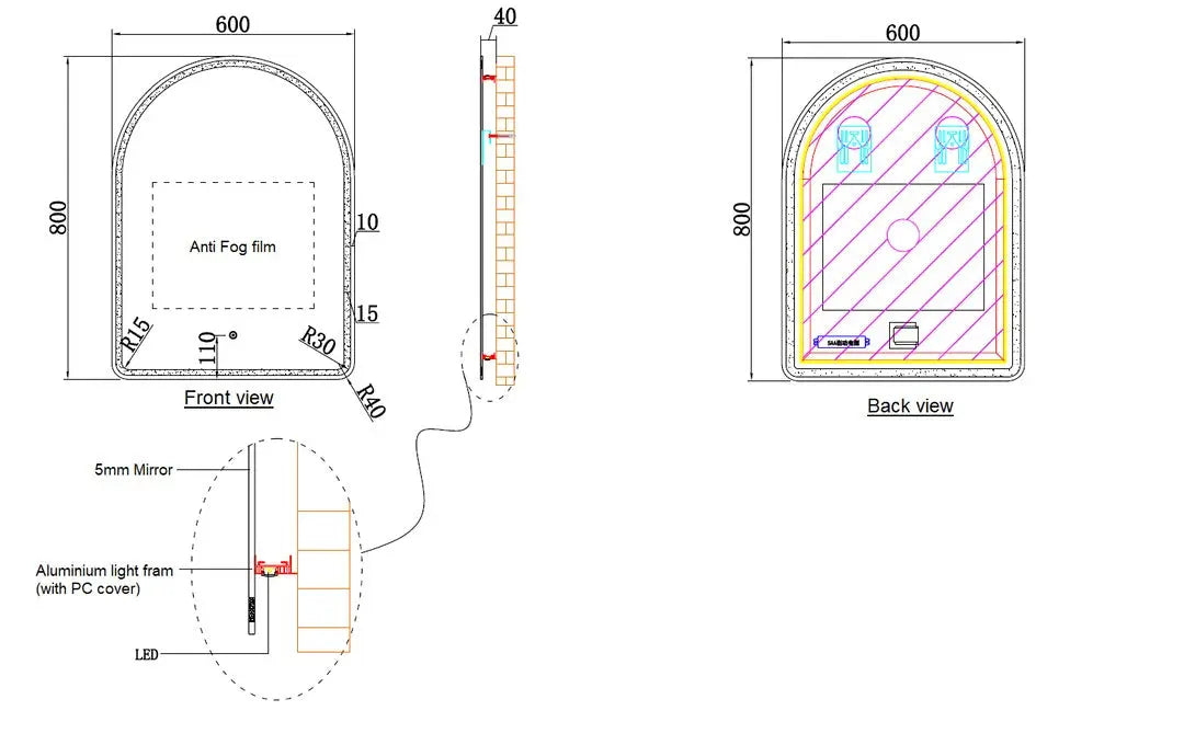 ECLIPSE Arch LED Mirror