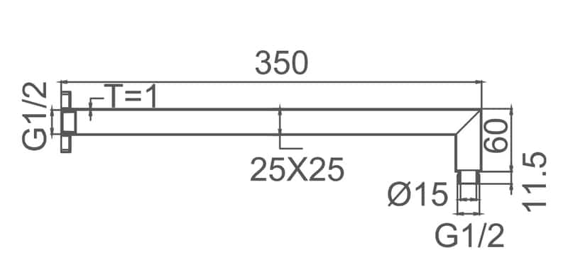DOCCIA Square L Shaped Shower Arm
