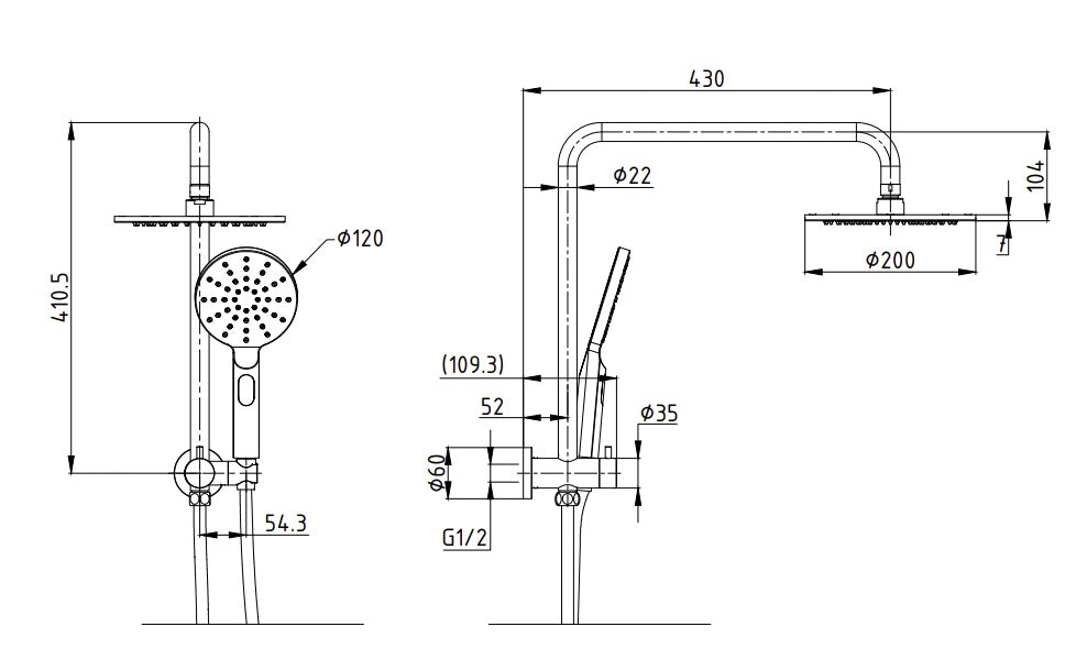 MONDO Compact Twin Shower Set
