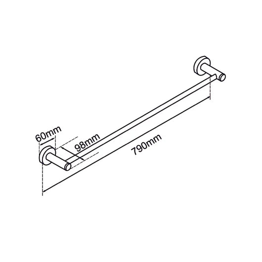 LUCID PIN 800 Round Single Towel Rack Rail