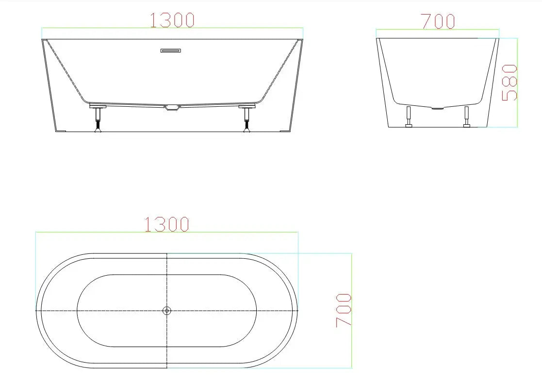 VIVO Free Standing Gloss Bath Tub - Matte white/Gloss white - 3 Sizes