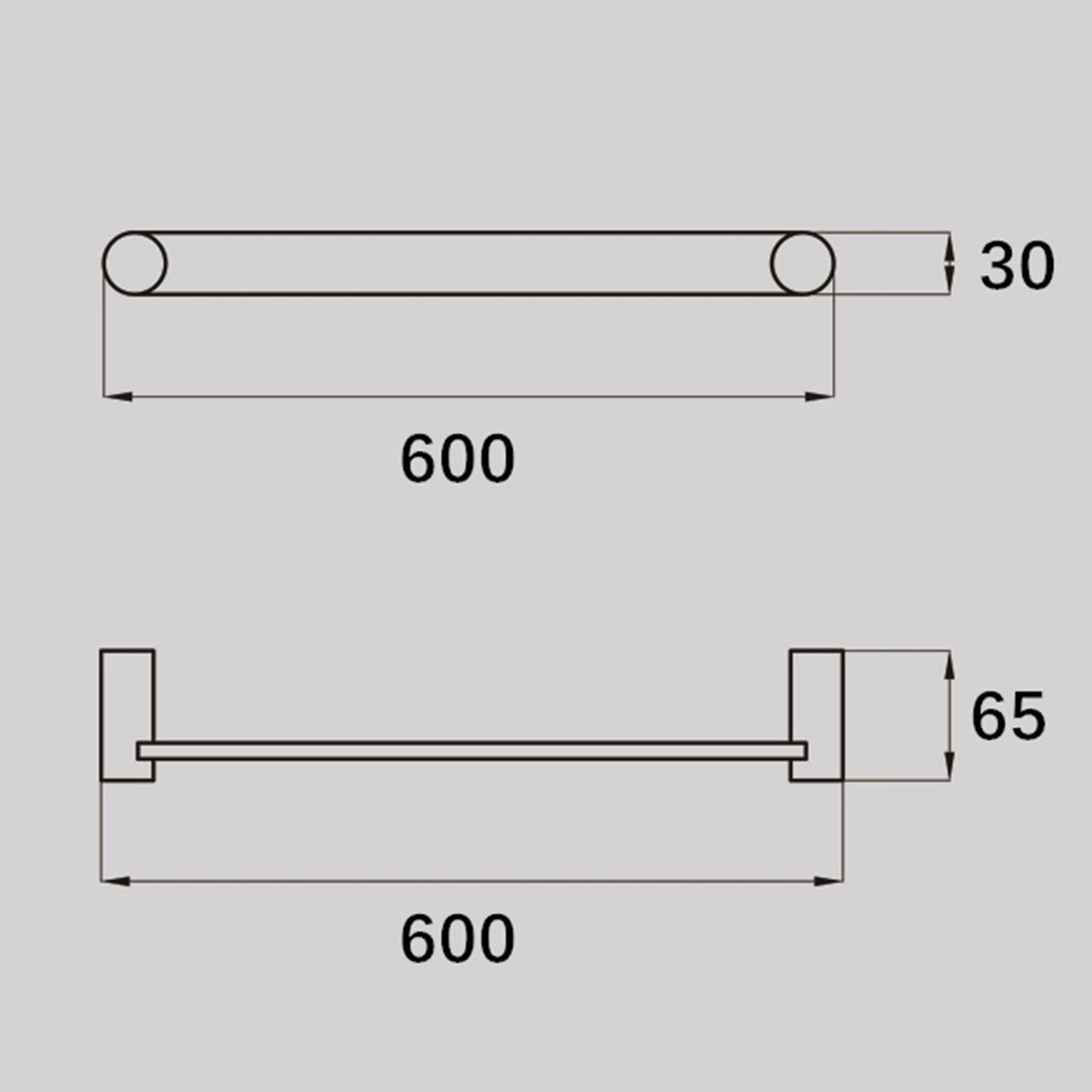 VIVO Single Towel Rail 600mm