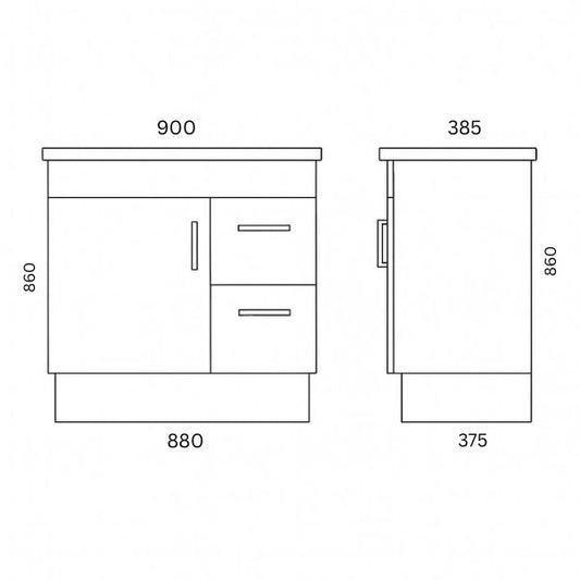 FINO Vanity Freestanding - 900mm with Ceramic Top