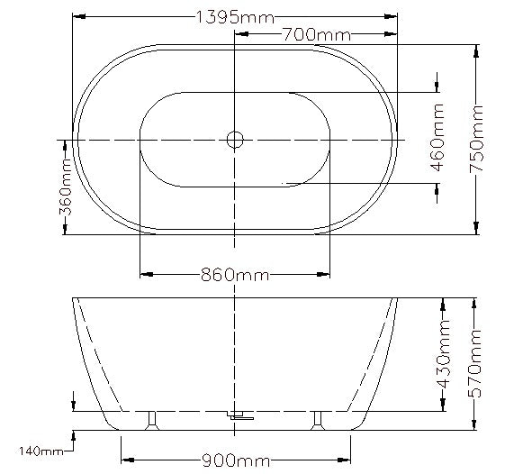 OLIVIA Freestanding Bathtub - 6 Sizes Available.