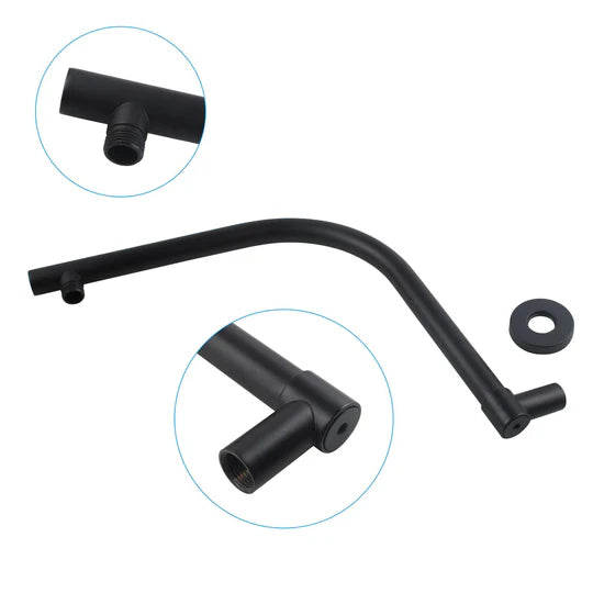 Round Black Swivel Wall Mounted Shower Arm Shower Arm