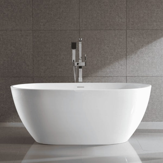 Aqua 1500mm Overflow Freestanding Gloss White Bathtub Bathtub