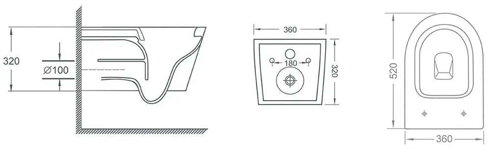 BERTON R&T Wall Hung Rimless Pan and in wall cistern Package