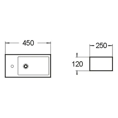 BA200L/R Wall Hung Basin - Above Counter Basin