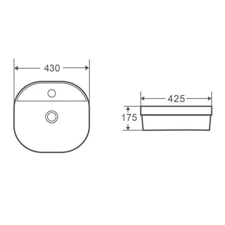 BA330 — Unique Curved Square design Drop-in Basin