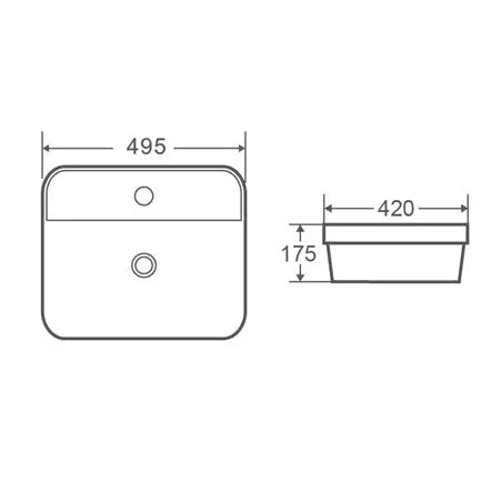 BA340 — Curved Square design Drop-in Basin