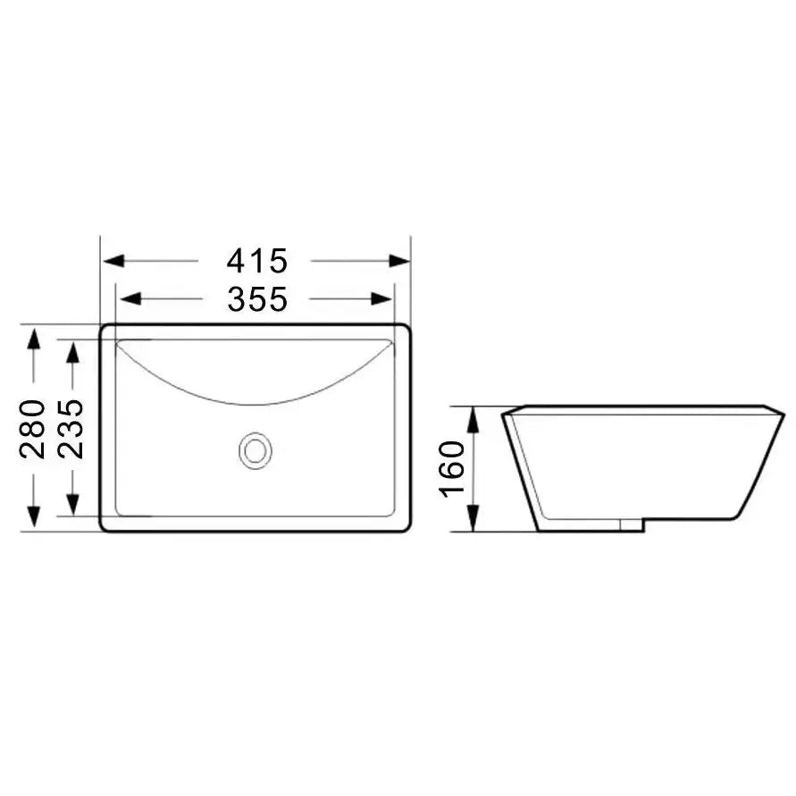 BA390 – Rectangle Under Counter Basin