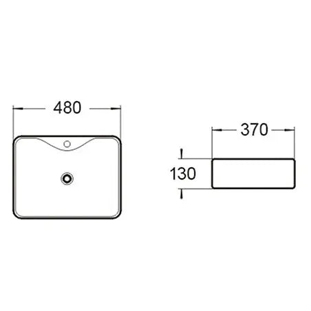 BA430 — Above Counter Basin - Sleek Rectangular Design with Soft Edges