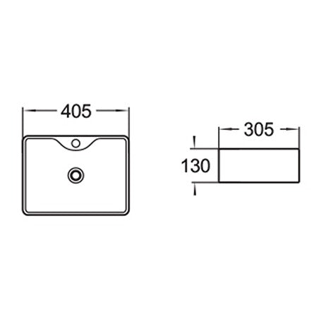 BA460 — Above Counter Basin - Sleek Rectangular Design with Soft Edges