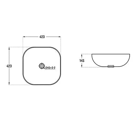 BA500 — Unique curved square shape Above Counter Basin