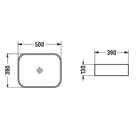 BA530 — Above Counter Basin - Rectangular Design with Soft Edges - in Gloss White and Calacatta Design