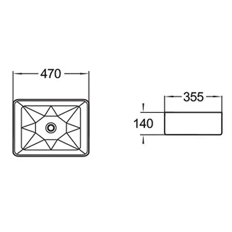 BA560 — Above Counter Basin - Rectangular Design with Soft Edges
