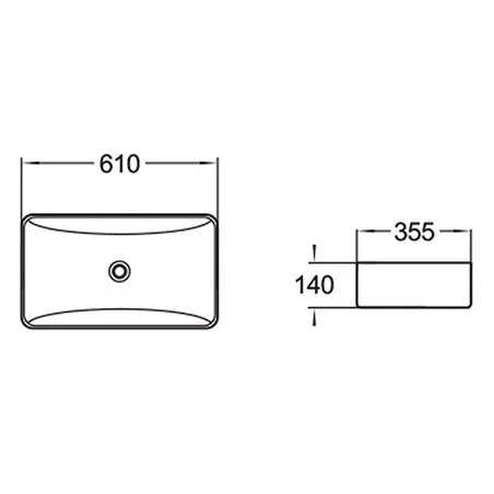 BA570 — Above Counter Basin - Rectangular Design with Soft Edges