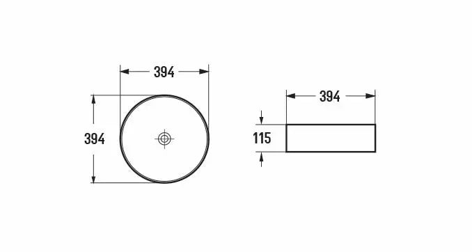 BA680 — Round Above Counter Basin - in 4 finishes: Gloss white, Matte White, Matte Black , Calacatta Design