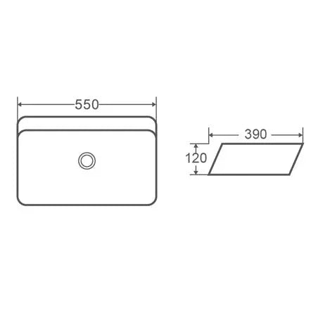 BA720 — Rectangular Above Counter Basin with Soft Edges