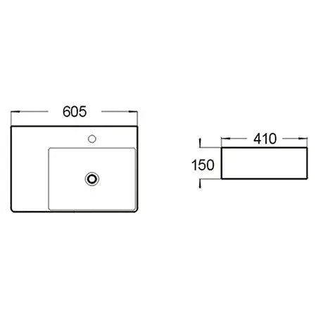 BA800LHB — Above Counter/Wall Hung Basin - Left or Right