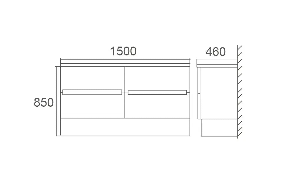 BELLA Wall Hung Vanity - in 3 Sizes - Ceramic or Stone Top