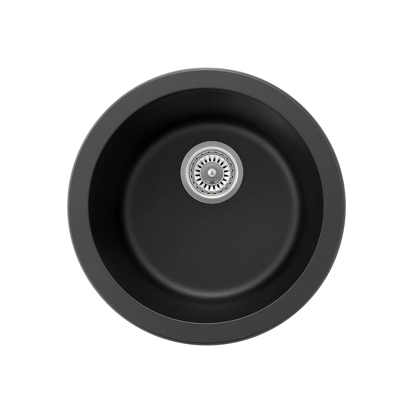 Sierra Round Composite Kitchen Sink in Matt White and Black