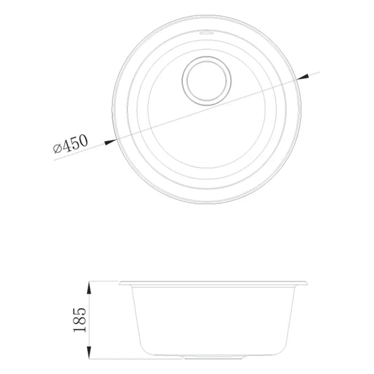 Sierra Round Composite Kitchen Sink in Matt White and Black
