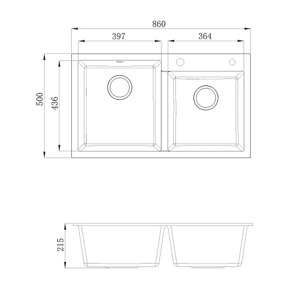 Sierra Double Bowl Composite Kitchen Sink in Matt White and Black