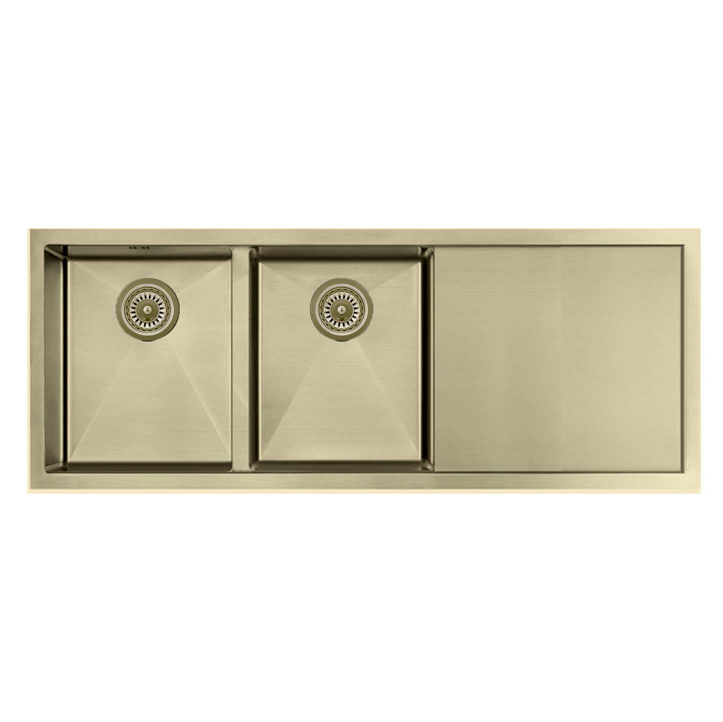 Atlas Double Bowl Kitchen Sink Handmade in Gold - 1114x450x250mm