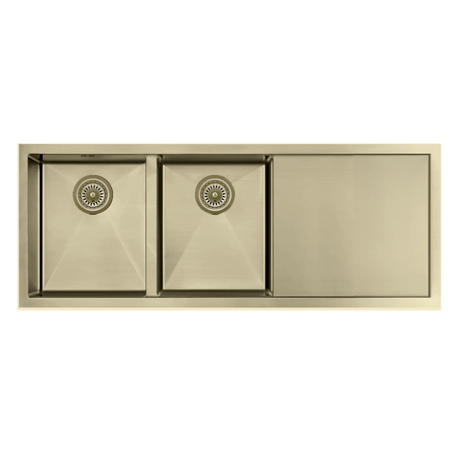 Atlas Double Bowl Kitchen Sink Handmade in Gold - 1114x450x250mm