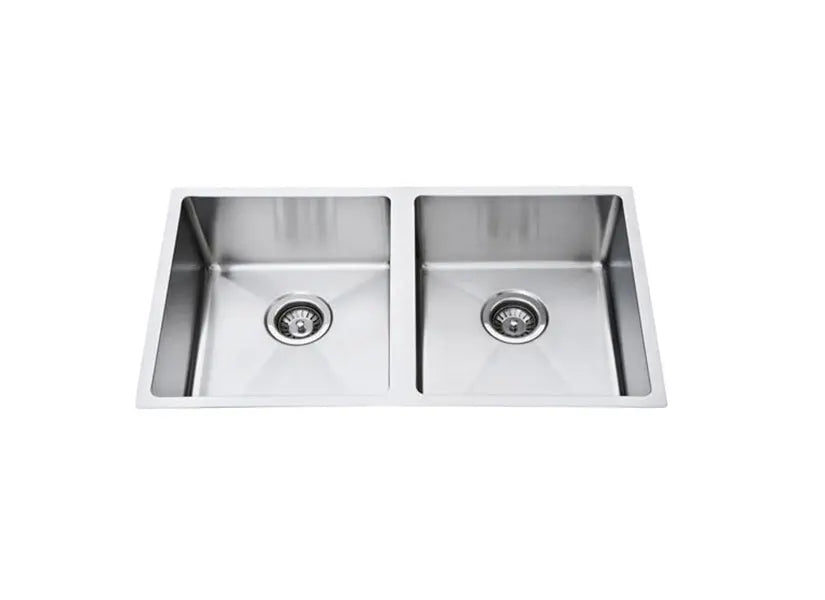 Atlas Double Bowl Handmade Chrome Kitchen Sink - 760x440x250mm