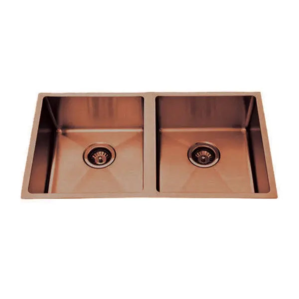 Atlas Double Bowl Handmade Copper Kitchen Sink - 760x440x200mm