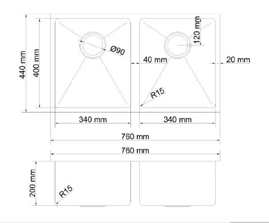 Atlas Double Bowl Kitchen Sink in Champagne Gold - Handmade 760x450x250mm