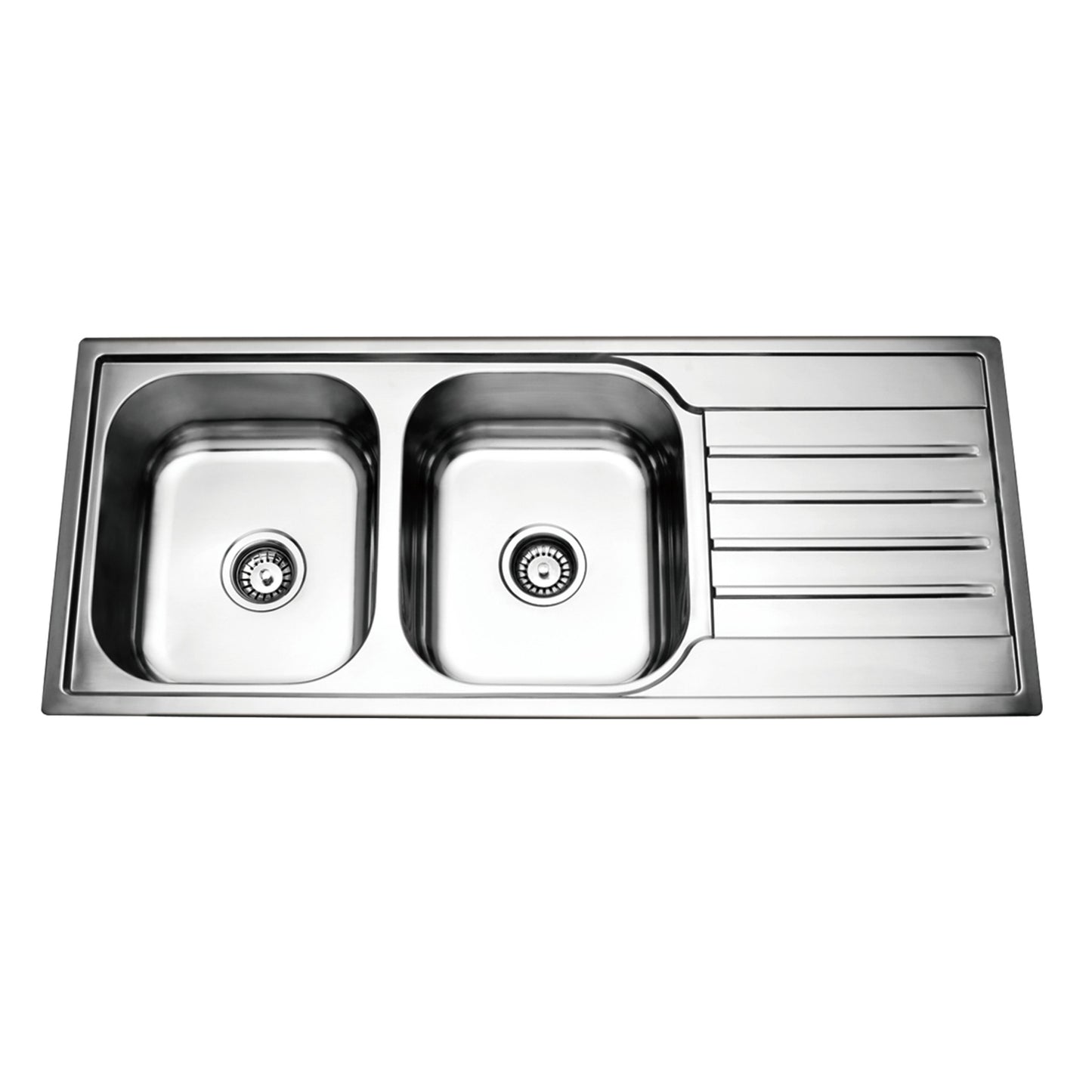 Prague Pressing Double Bowl Top Mount Kitchen Sink - 1120x500x180mm