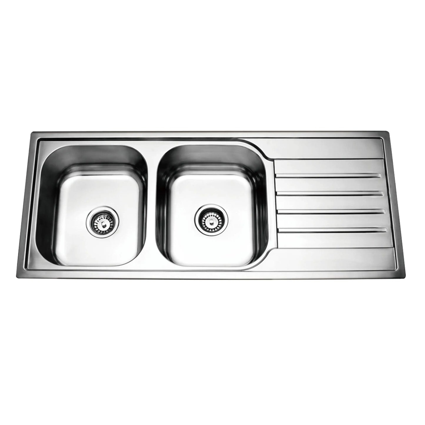 Prague Pressing Double Bowl Top Mount Kitchen Sink - 1120x500x180mm