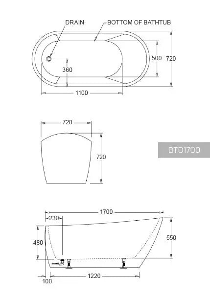 DUBLIN Freestanding Bathtub - 2 Sizes (1500mm,1700mm)
