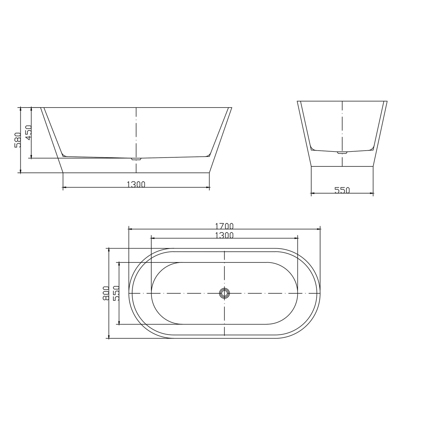 Rome Freestanding Bathtub - in 2 Sizes (1495mm,1700mm)