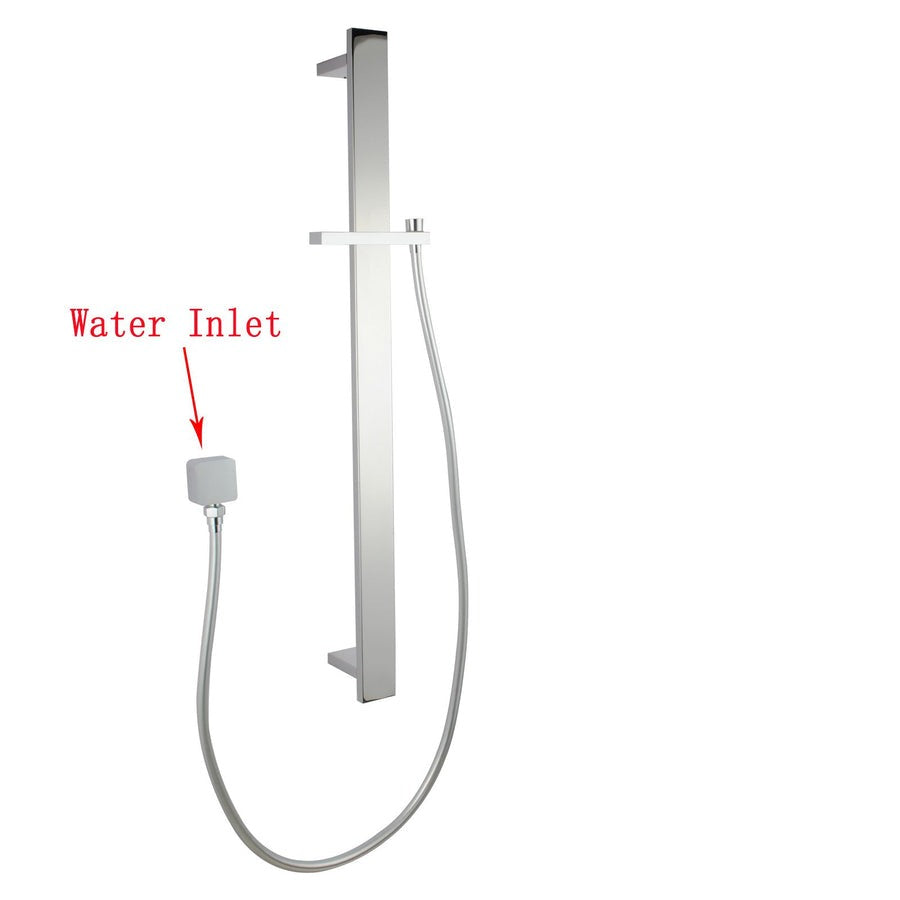 Square Chrome or Matte Black Sliding Shower Rail without Handheld Shower