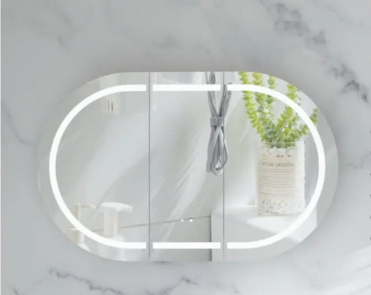 Mystic OVAL LED Shaving Cabinet 1200X750mm - MATTE WHITE Carysil