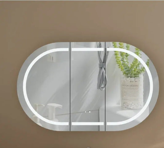 Mystic OVAL LED Shaving Cabinet 1200 X 750mm - WALNUT Carysil