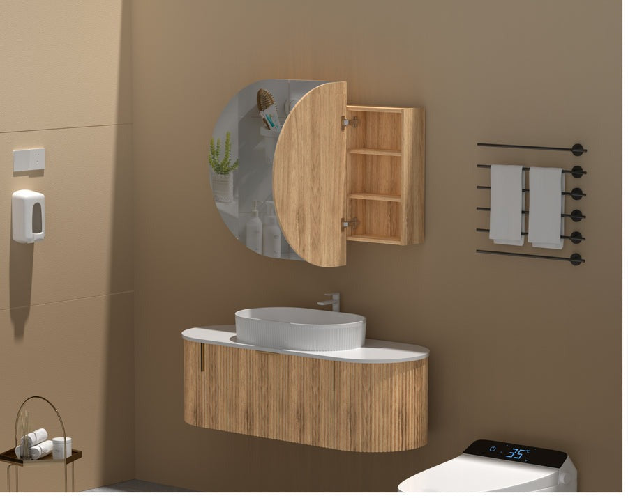 Mystic OVAL Shaving Cabinet 1200X750mm - WALNUT Carysil