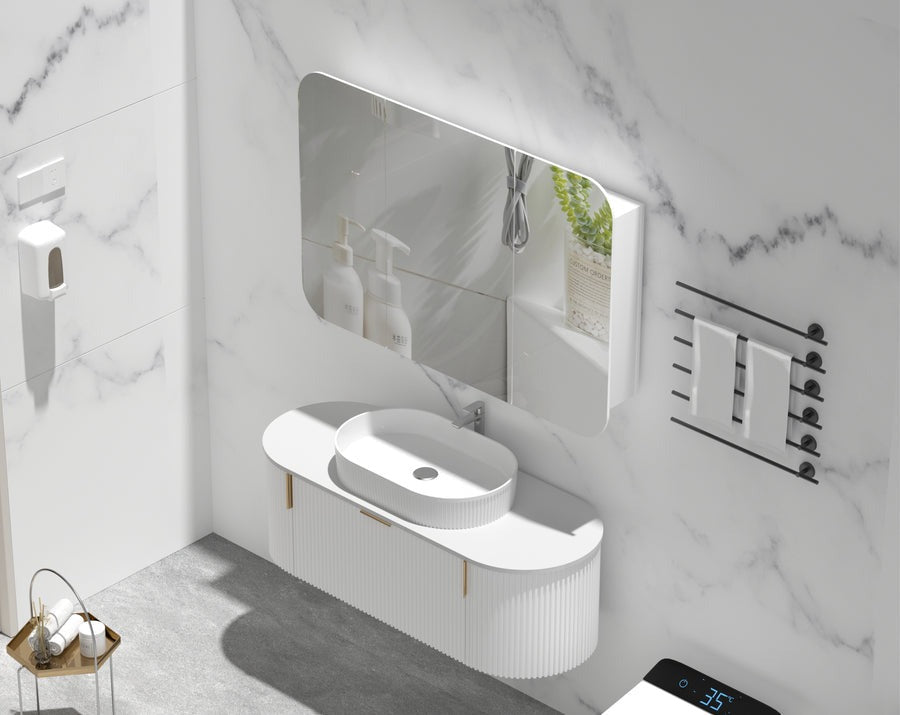 GRAND Shaving Cabinet 1200x800mm - MATTE WHITE Carysil