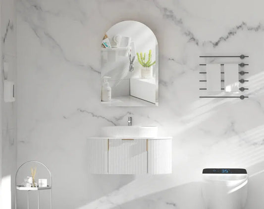 Imperial 600x900mm Arch Shaving Cabinet - Matte White Carysil