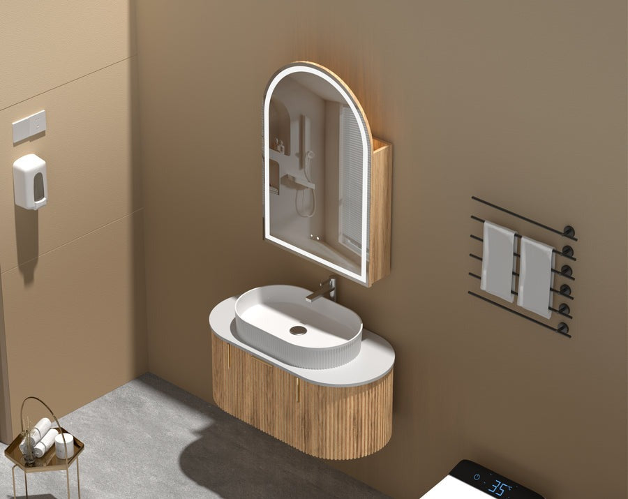Imperial Arch LED Shaving Cabinet 600x900mm - WALNUT Carysil
