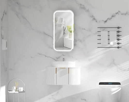 EARLS Squircle LED Shaving Cabinet 450x900mm - MATTE WHITE Carysil