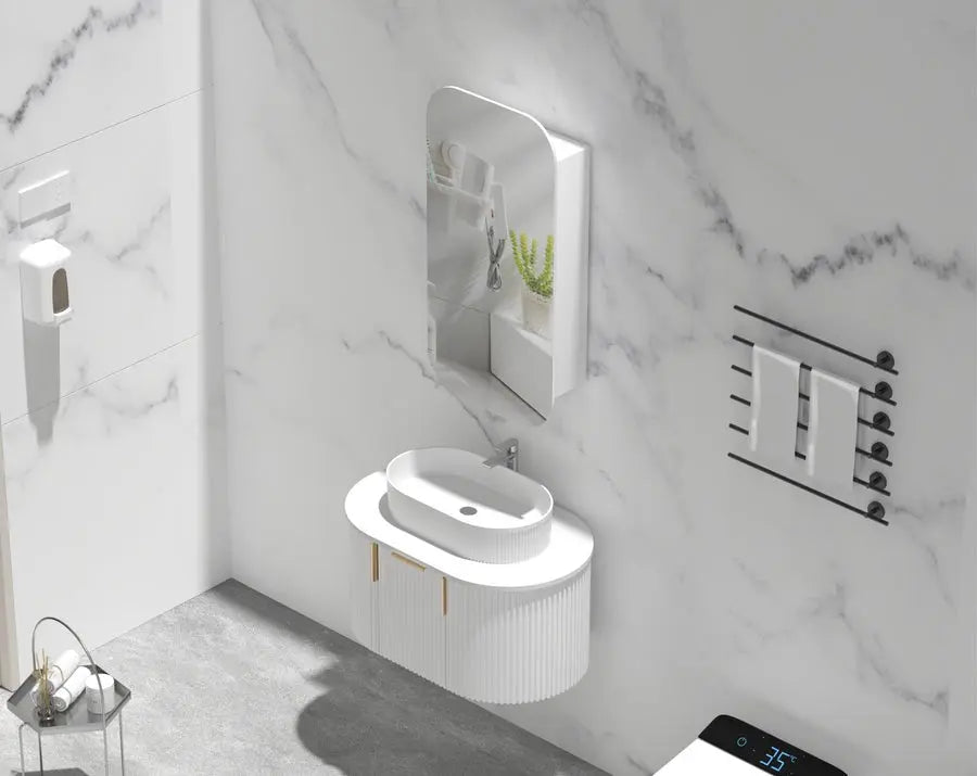 EARLS Squircle Shaving Cabinet 450x900mm - MATTE WHITE Carysil