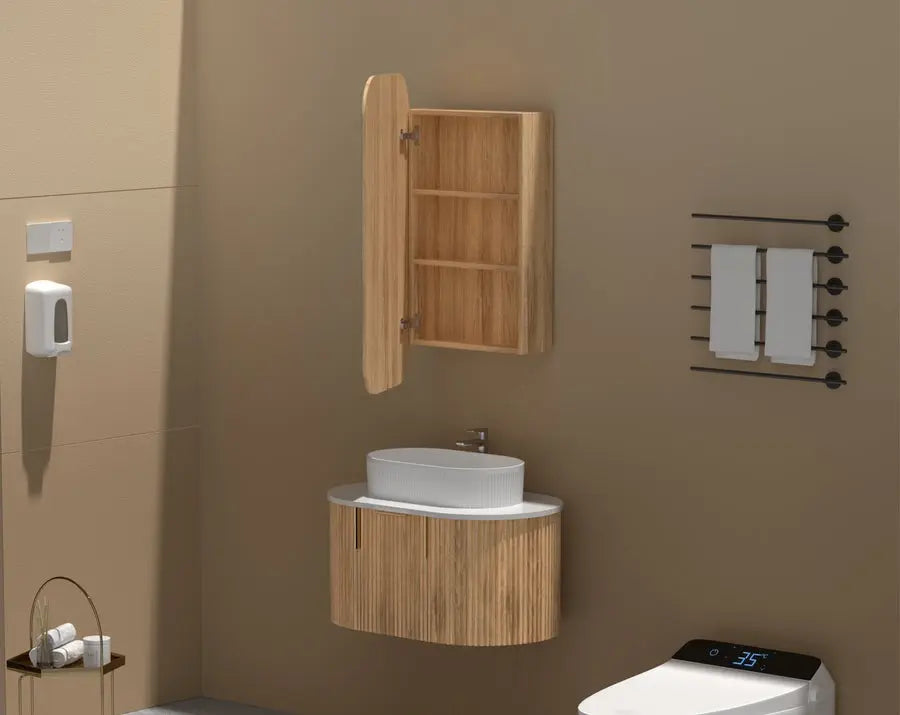 EARLS Squircle Shaving Cabinet 450x900mm - WALNUT Carysil